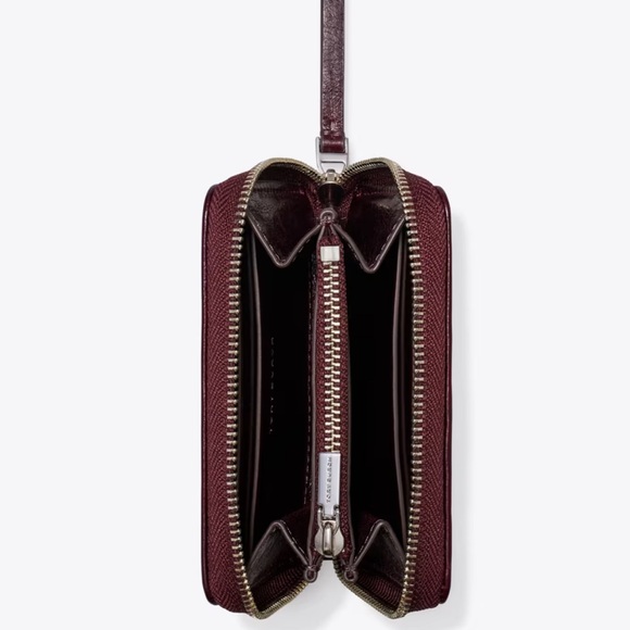 Tory Burch Small Kira Diamond Quilt Burgundy Leather Zip-Around Wallet - Picture 2 of 9